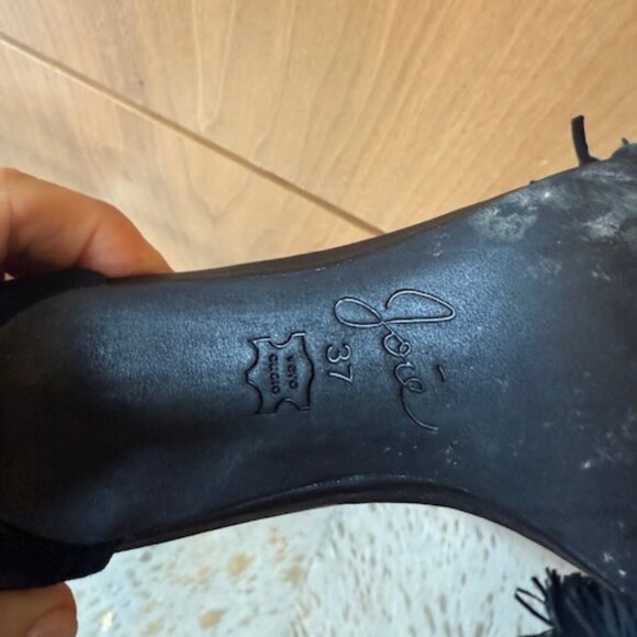 Pre-Loved Joie Black Suede Sandals with Fringe - Size 37 - Picture 7 of 7